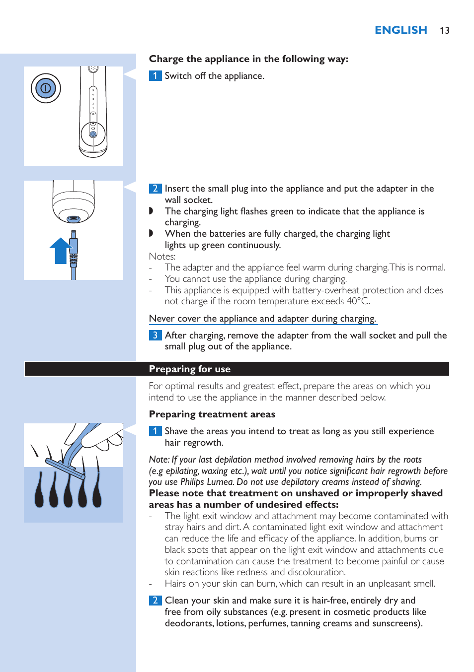 Philips Lumea IPL Haarentfernungssystem User Manual | Page 13 / 106