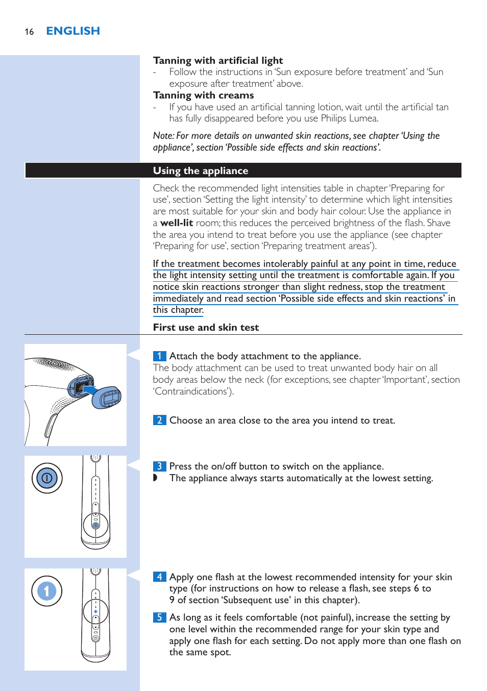 Philips Lumea IPL Haarentfernungssystem User Manual | Page 16 / 106