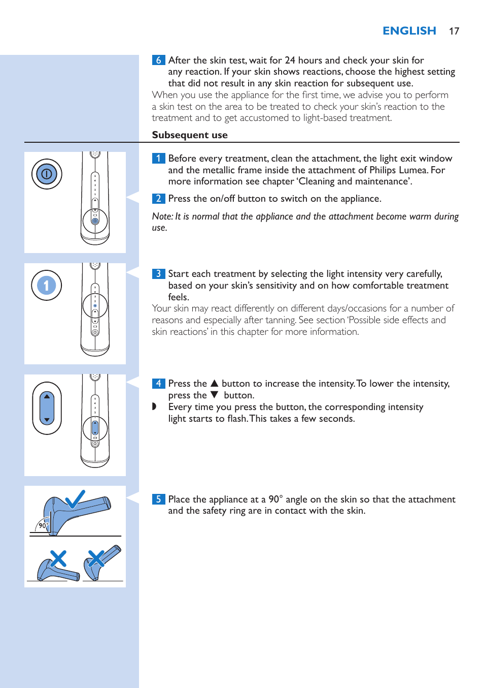 Philips Lumea IPL Haarentfernungssystem User Manual | Page 17 / 106