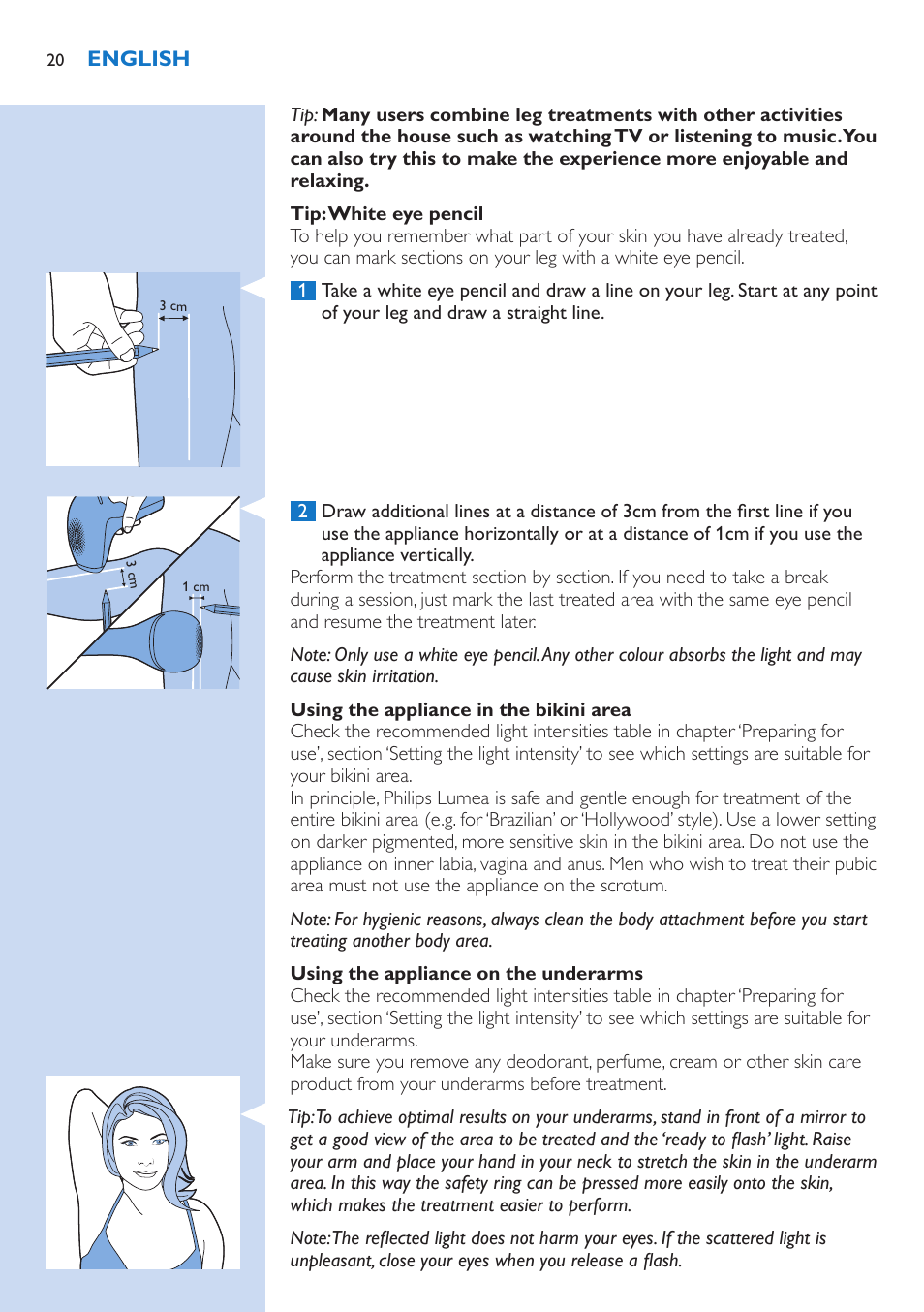 Philips Lumea IPL Haarentfernungssystem User Manual | Page 20 / 106