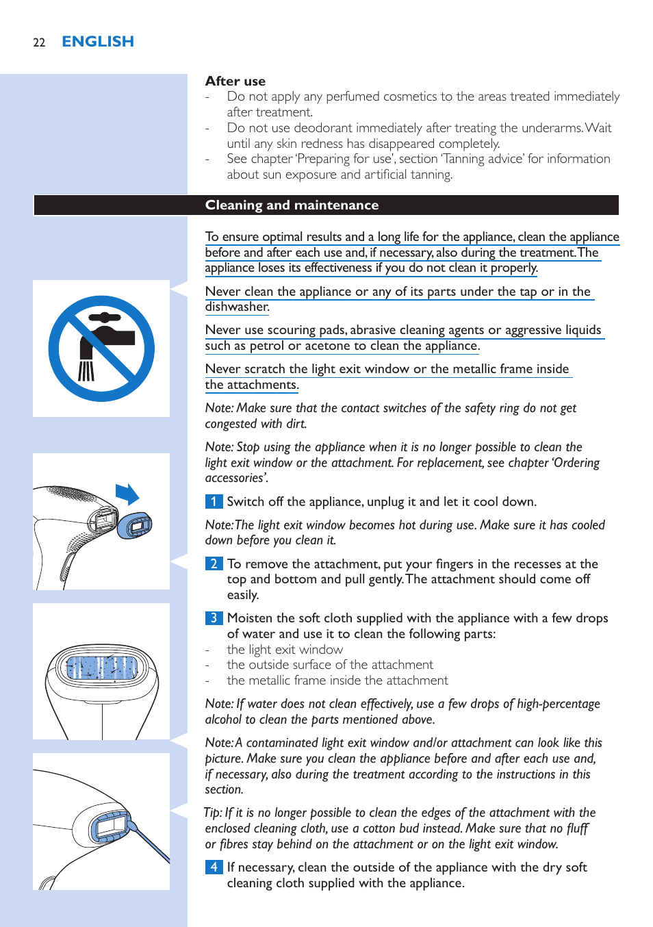 Philips Lumea IPL Haarentfernungssystem User Manual | Page 22 / 106