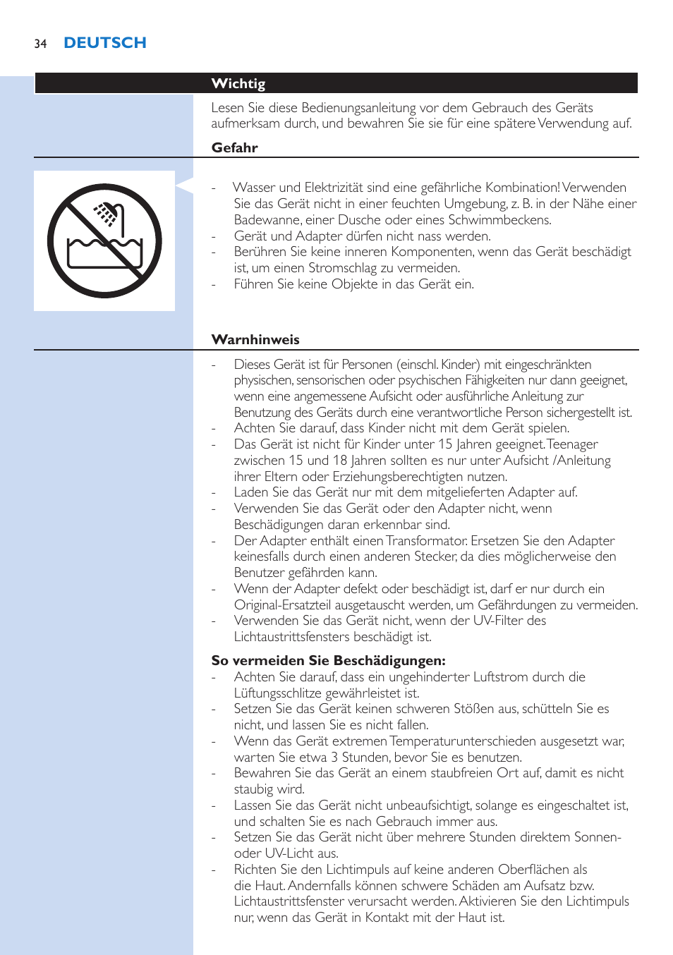 Philips Lumea IPL Haarentfernungssystem User Manual | Page 34 / 106