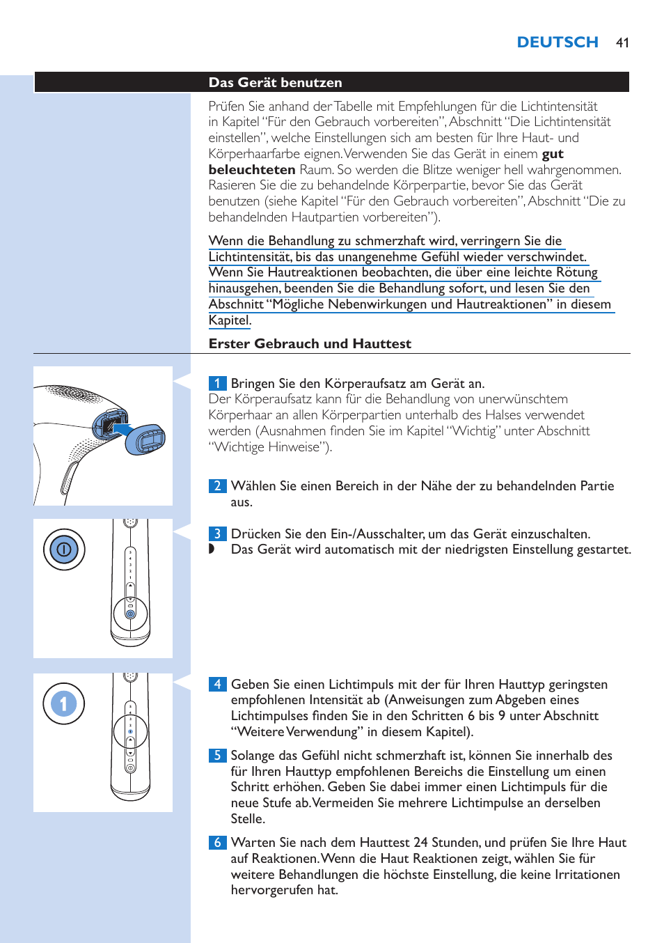 Philips Lumea IPL Haarentfernungssystem User Manual | Page 41 / 106