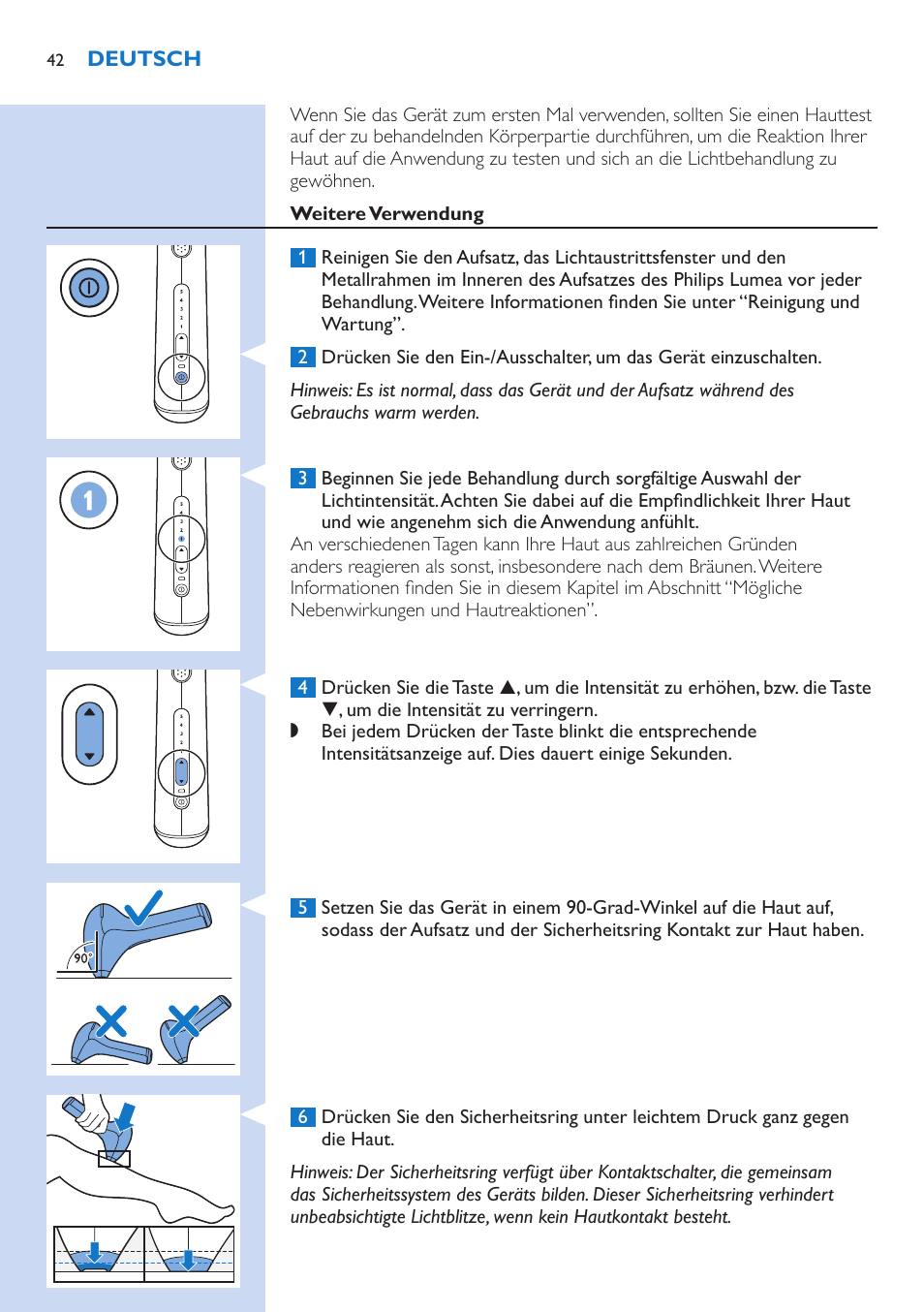 Philips Lumea IPL Haarentfernungssystem User Manual | Page 42 / 106