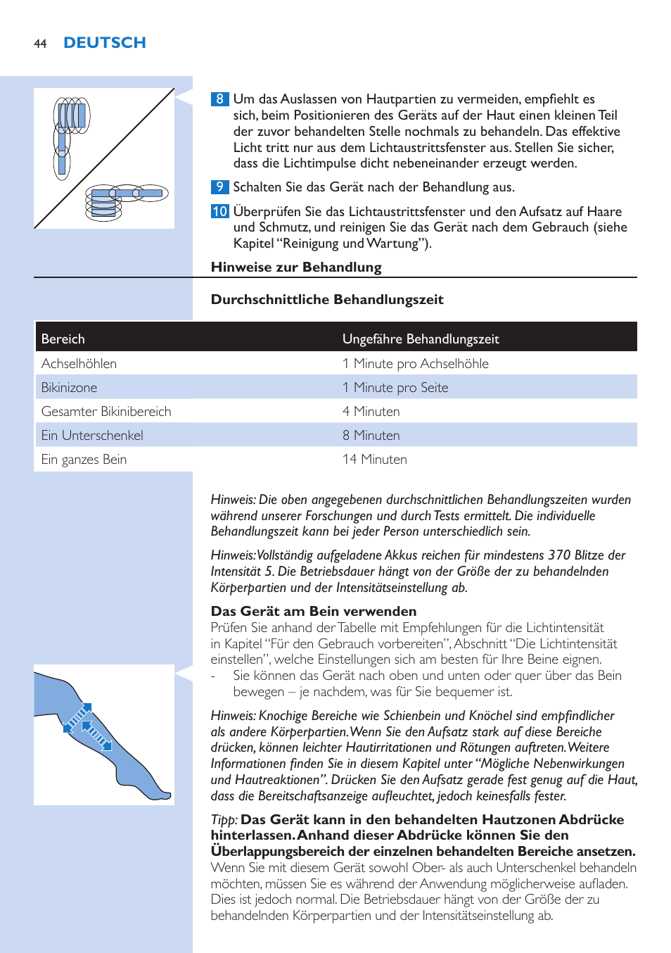 Philips Lumea IPL Haarentfernungssystem User Manual | Page 44 / 106