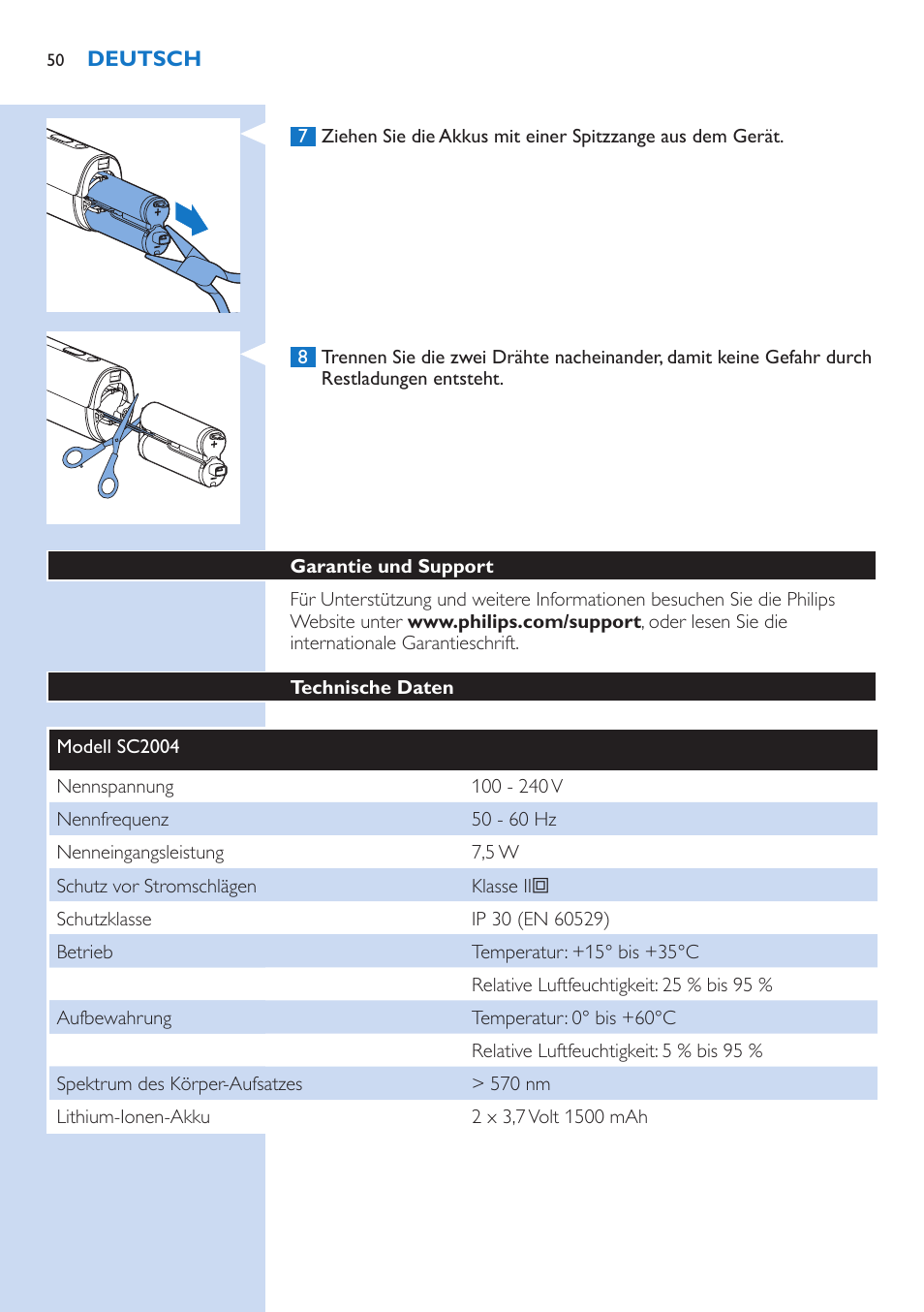 Philips Lumea IPL Haarentfernungssystem User Manual | Page 50 / 106