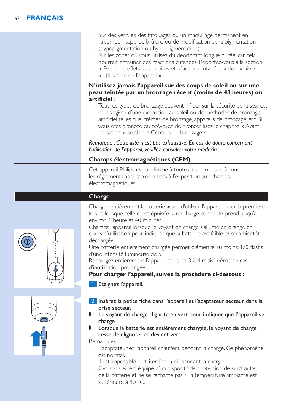 Philips Lumea IPL Haarentfernungssystem User Manual | Page 62 / 106