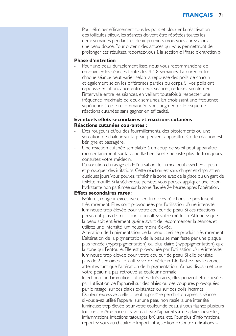 Philips Lumea IPL Haarentfernungssystem User Manual | Page 71 / 106