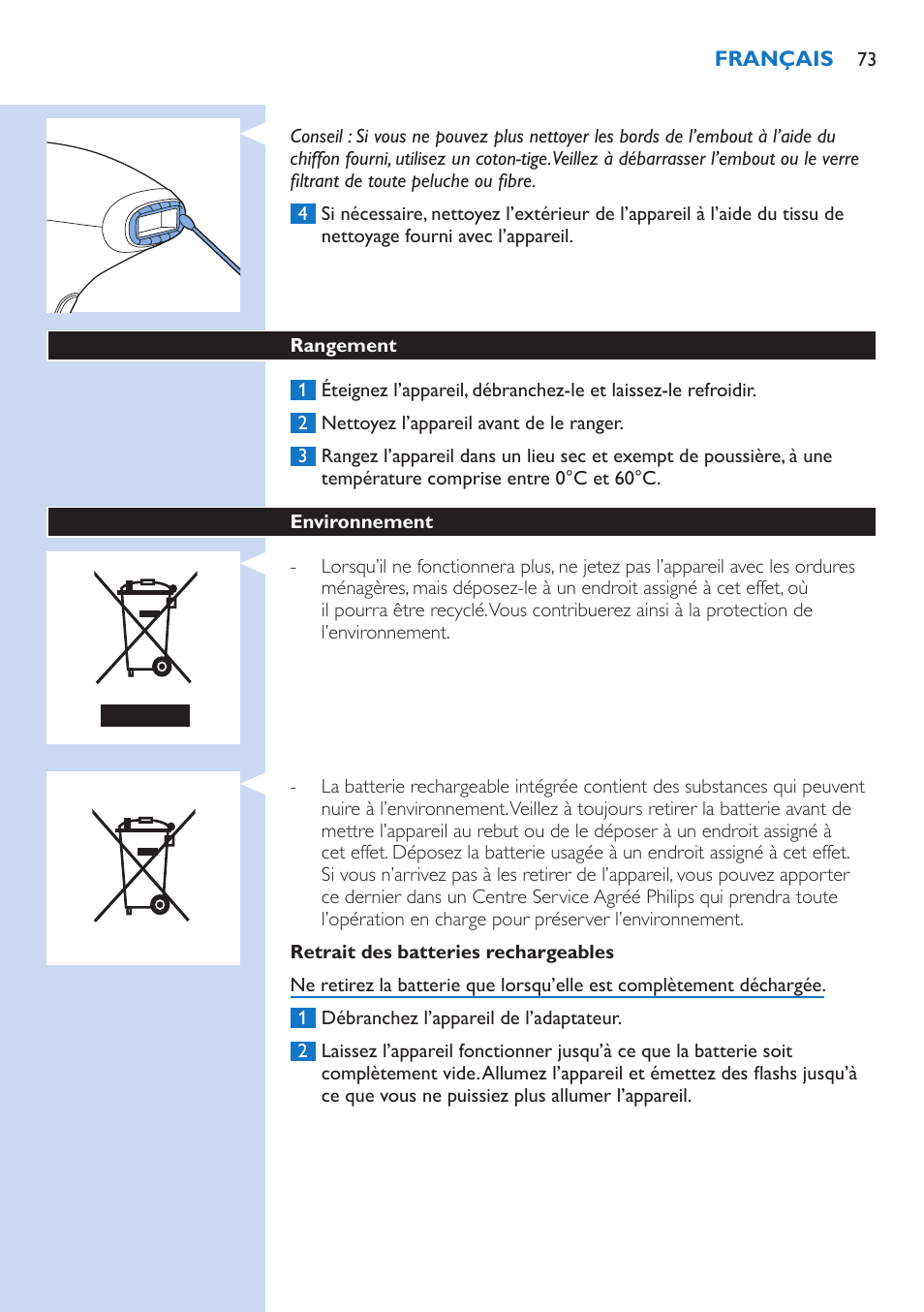 Philips Lumea IPL Haarentfernungssystem User Manual | Page 73 / 106