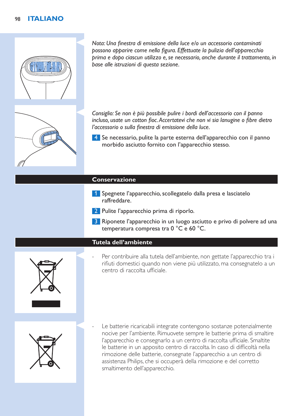 Philips Lumea IPL Haarentfernungssystem User Manual | Page 98 / 106