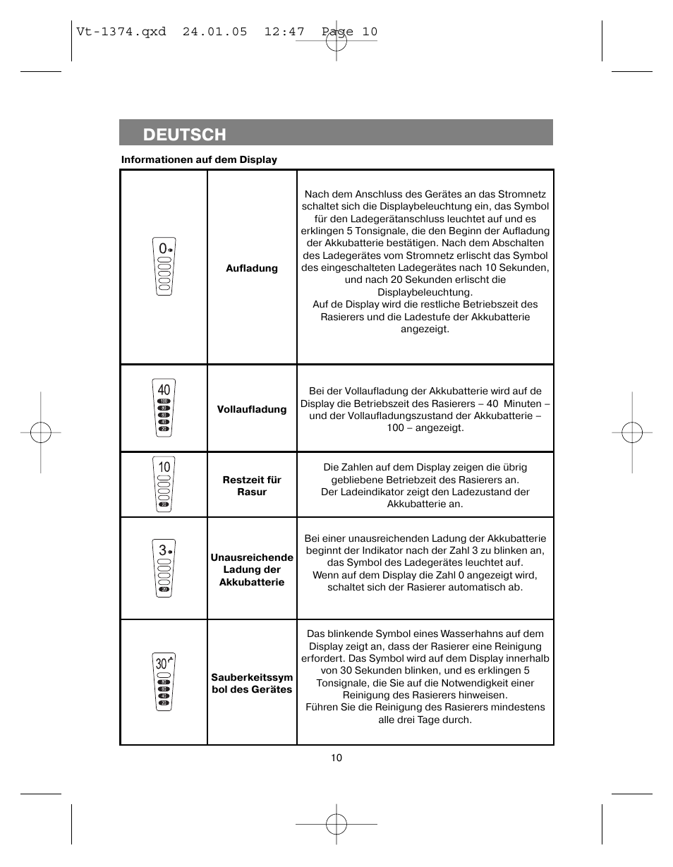 Deutsch | Vitek VT-1374 User Manual | Page 10 / 60