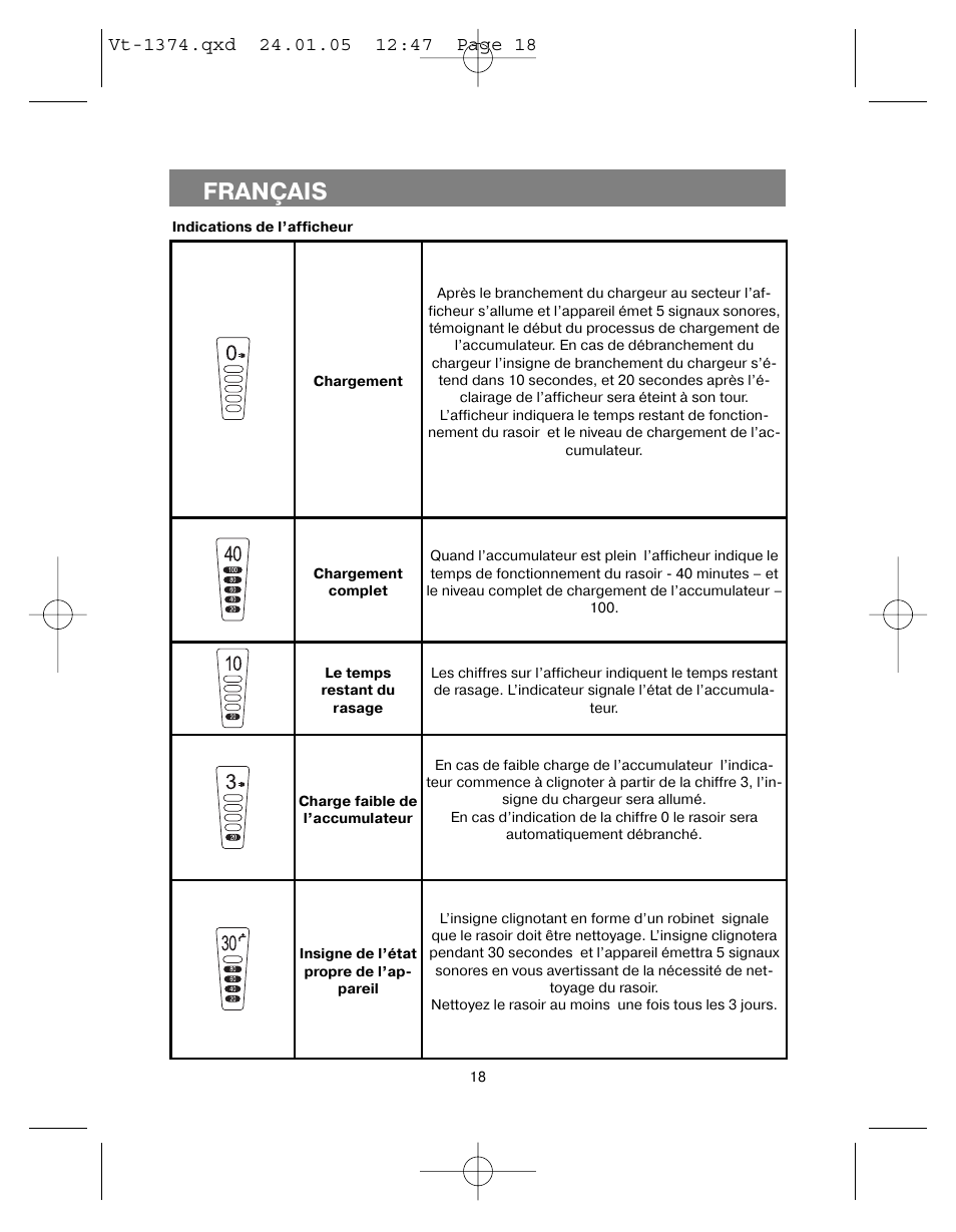 Français | Vitek VT-1374 User Manual | Page 18 / 60