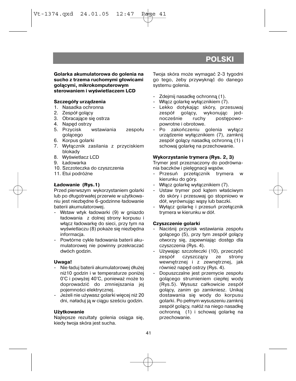 Polski | Vitek VT-1374 User Manual | Page 41 / 60