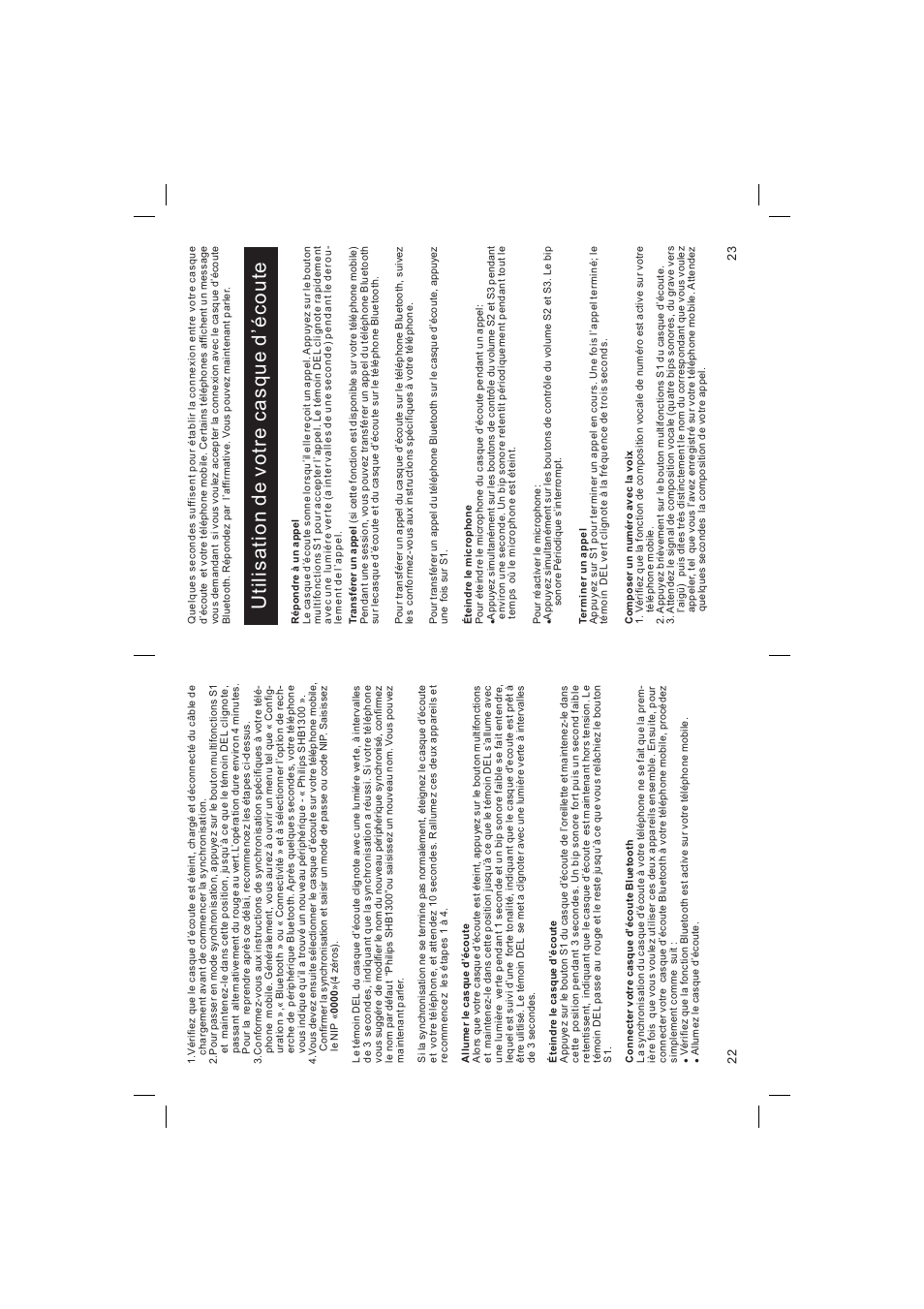 Utilisation de votre casque d é coute | Philips Bluetooth-Headset User Manual | Page 12 / 26