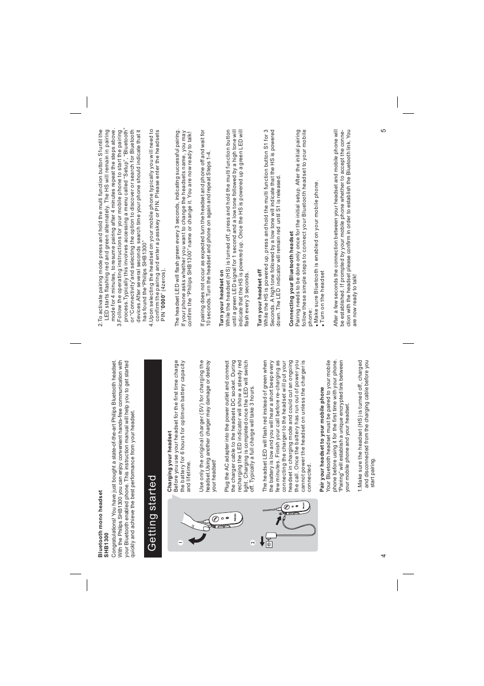 Getting started | Philips Bluetooth-Headset User Manual | Page 3 / 26