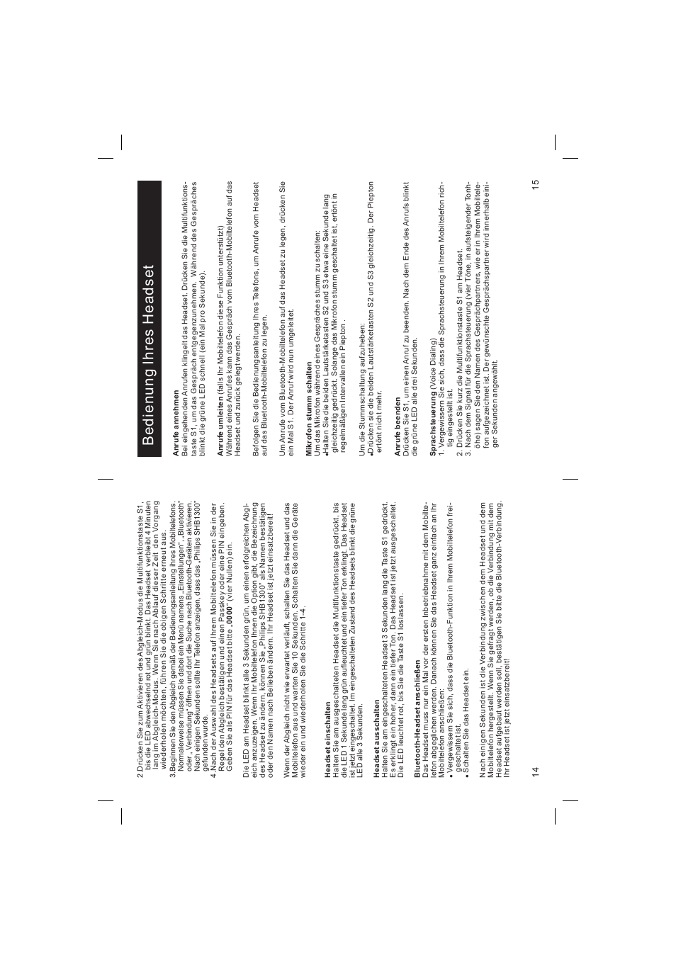 Bedienung ihres headset | Philips Bluetooth-Headset User Manual | Page 8 / 26