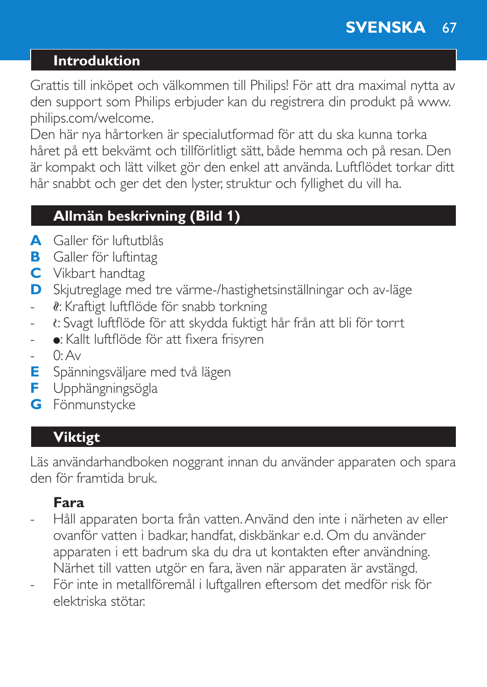 Philips SalonDry Haartrockner User Manual | Page 67 / 80