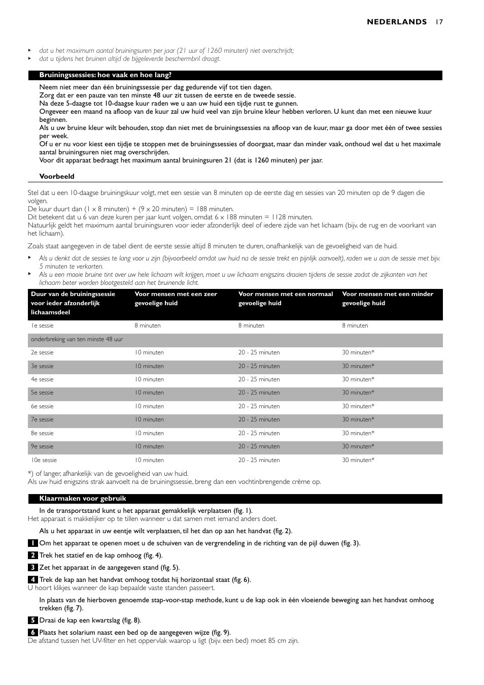 Philips Zusammenklappbarer Ganzkörperbräuner User Manual | Page 17 / 28