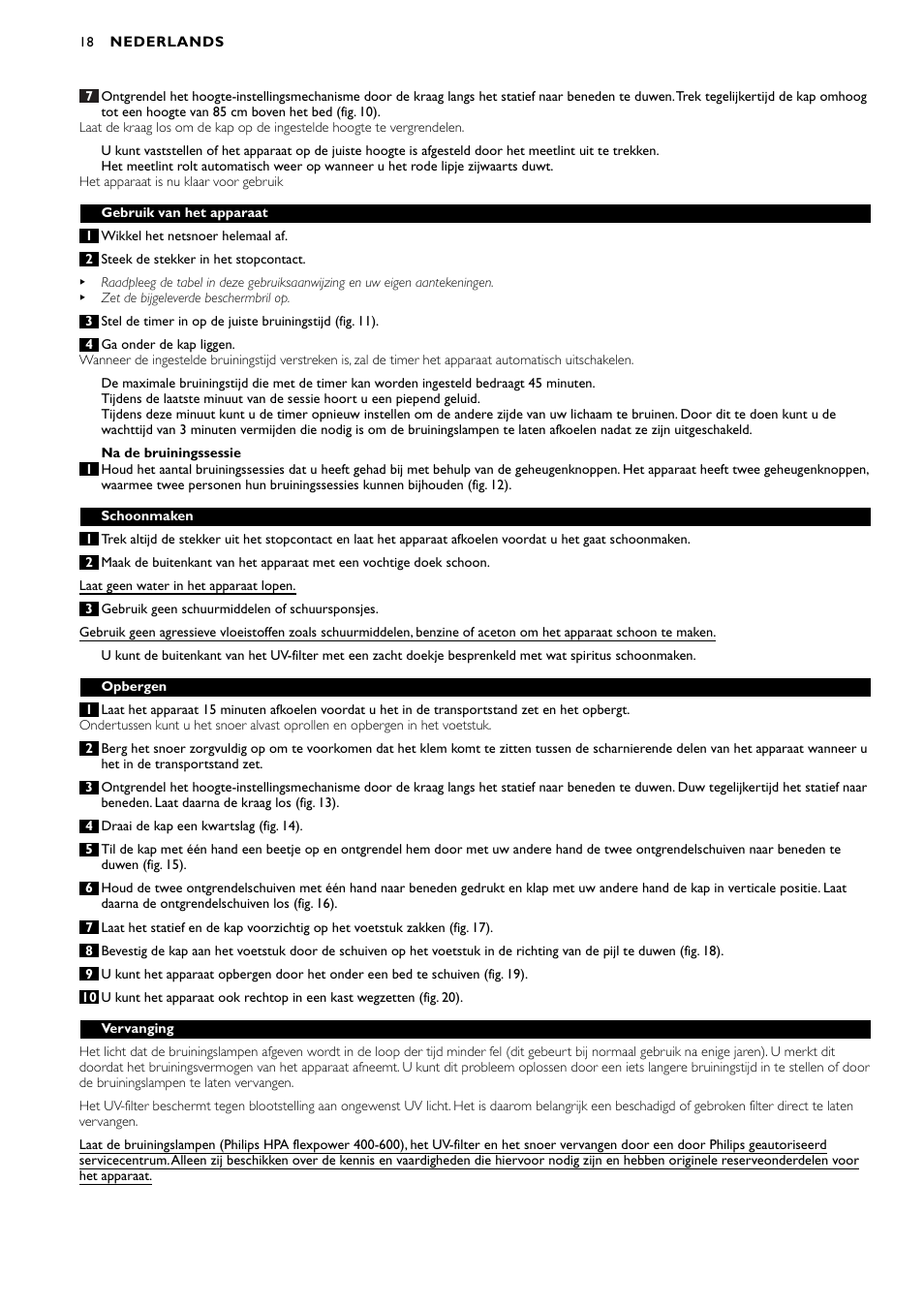 Philips Zusammenklappbarer Ganzkörperbräuner User Manual | Page 18 / 28