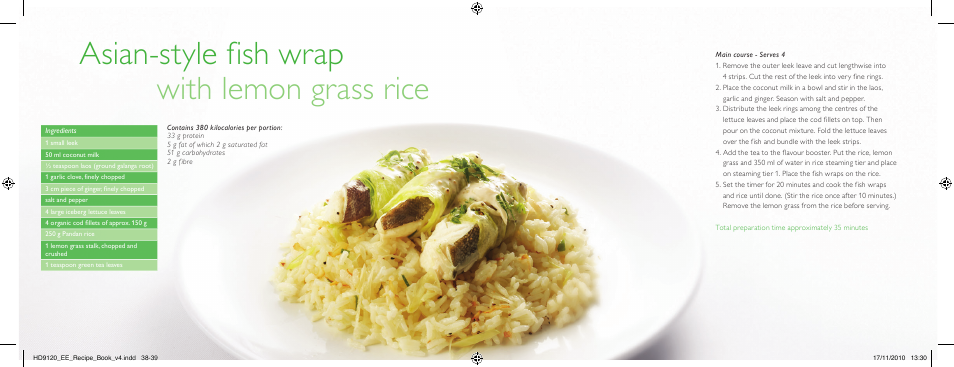 Asian-style fish wrap with lemon grass rice | Philips Pure Essentials Collection Dampfgarer User Manual | Page 20 / 25