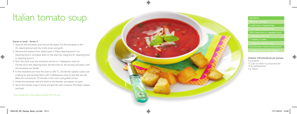 Italian tomato soup | Philips Pure Essentials Collection Dampfgarer User Manual | Page 6 / 25