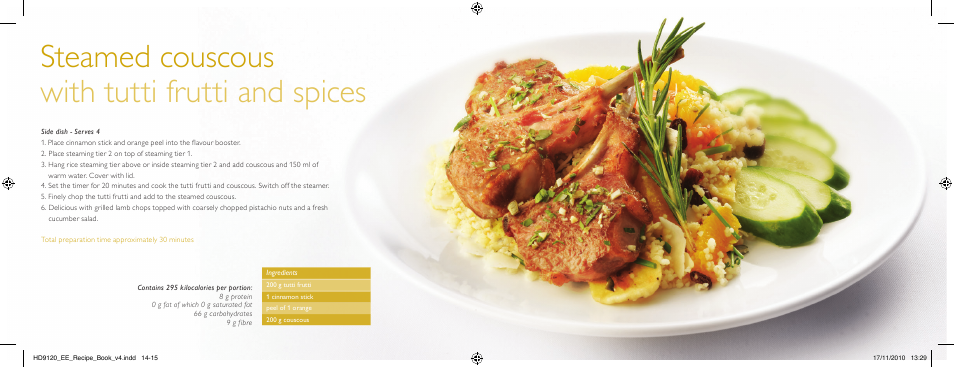 Steamed couscous with tutti frutti and spices | Philips Pure Essentials Collection Dampfgarer User Manual | Page 8 / 25