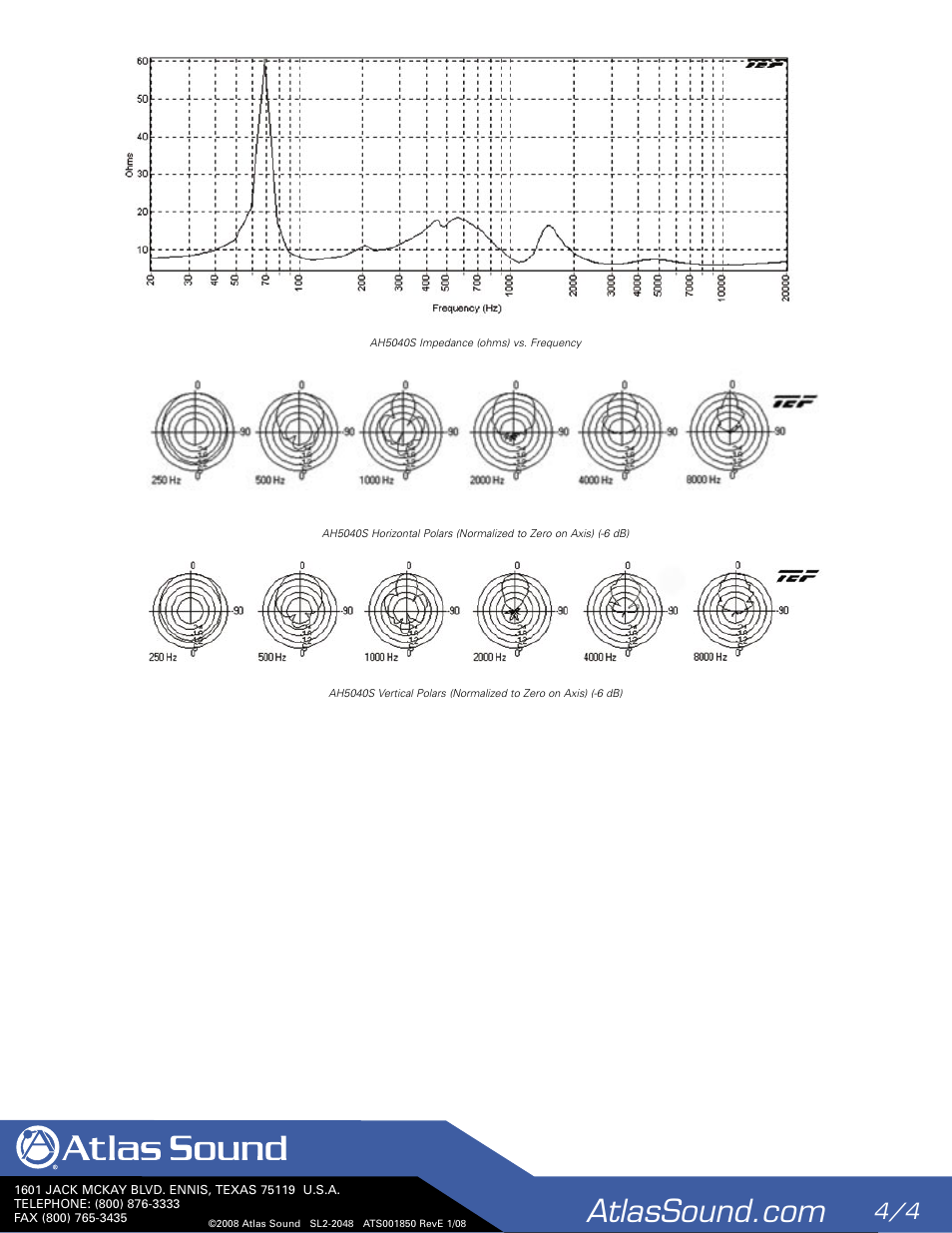 Atlas Sound AH5040S User Manual | Page 4 / 4