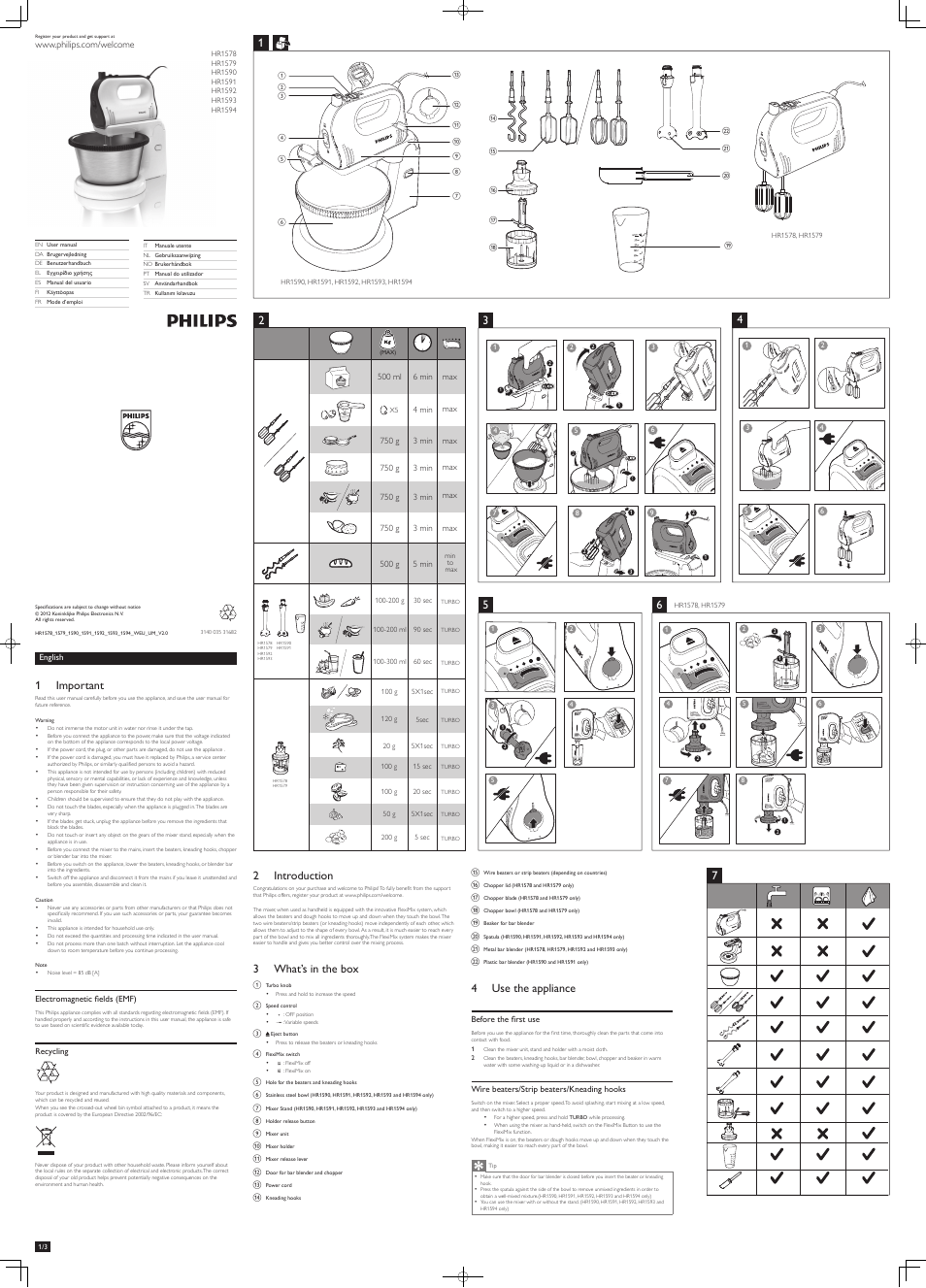 Philips Avance Collection Handmixer User Manual | 6 pages