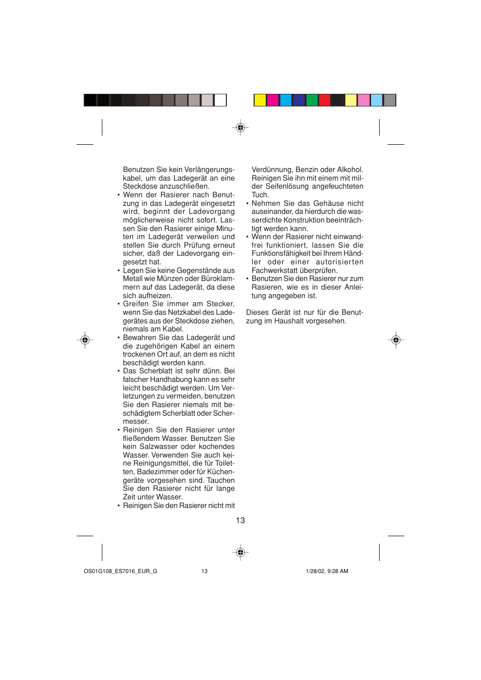 Panasonic ES 7016 User Manual | Page 13 / 80