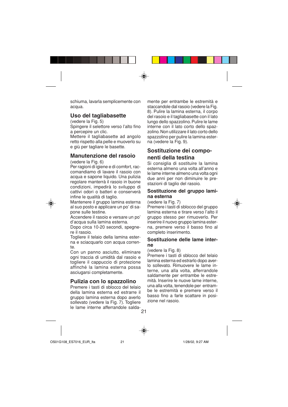 Panasonic ES 7016 User Manual | Page 21 / 80