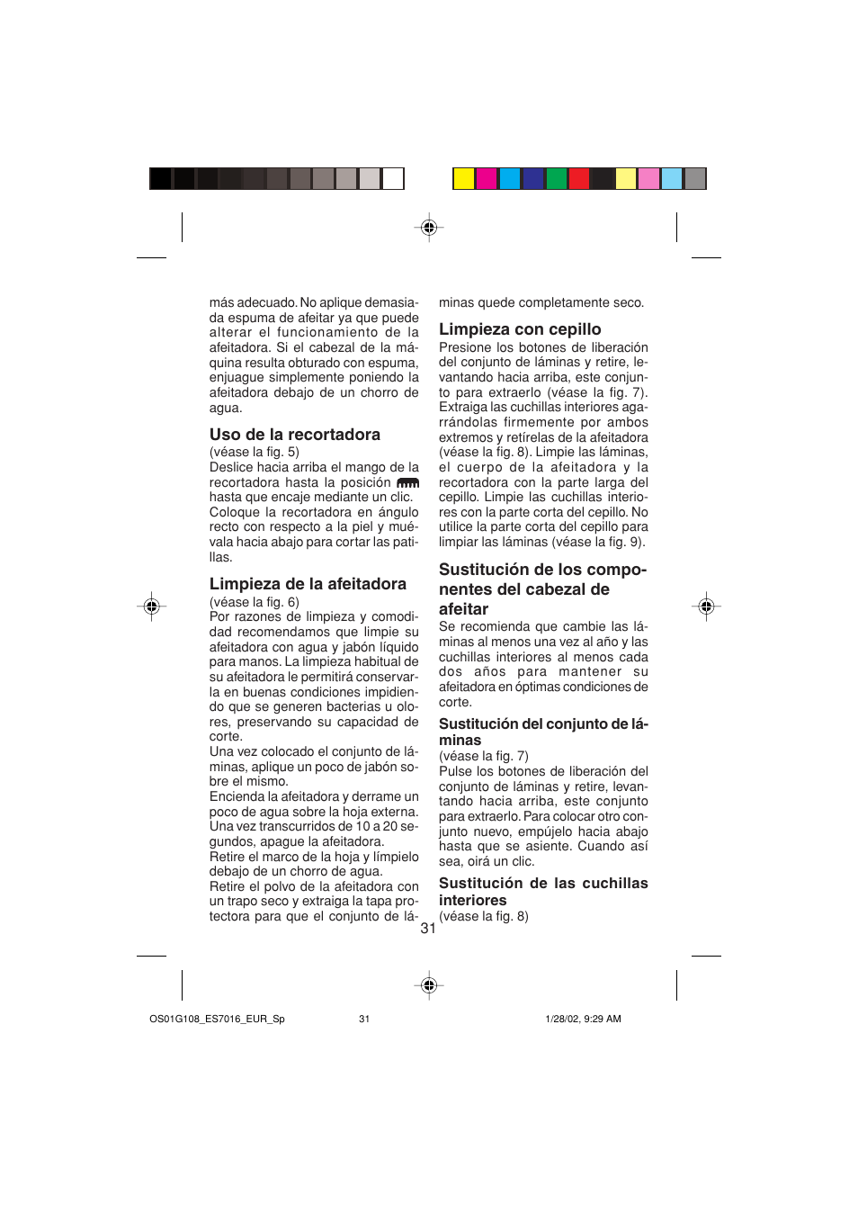 Panasonic ES 7016 User Manual | Page 31 / 80