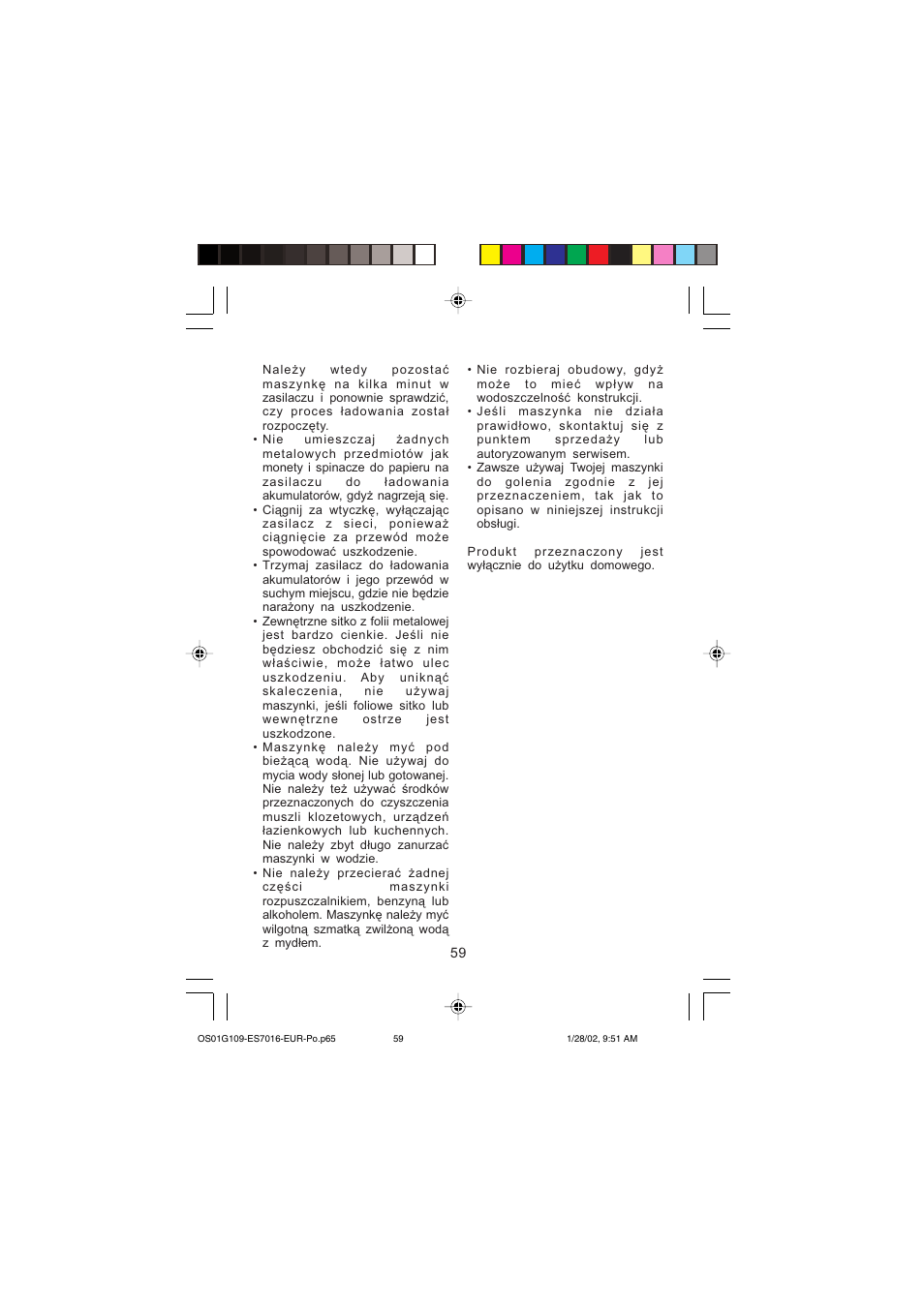 Panasonic ES 7016 User Manual | Page 59 / 80
