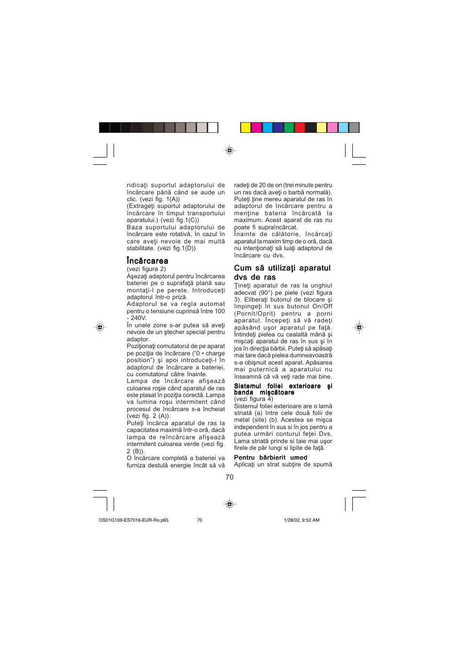 Panasonic ES 7016 User Manual | Page 70 / 80