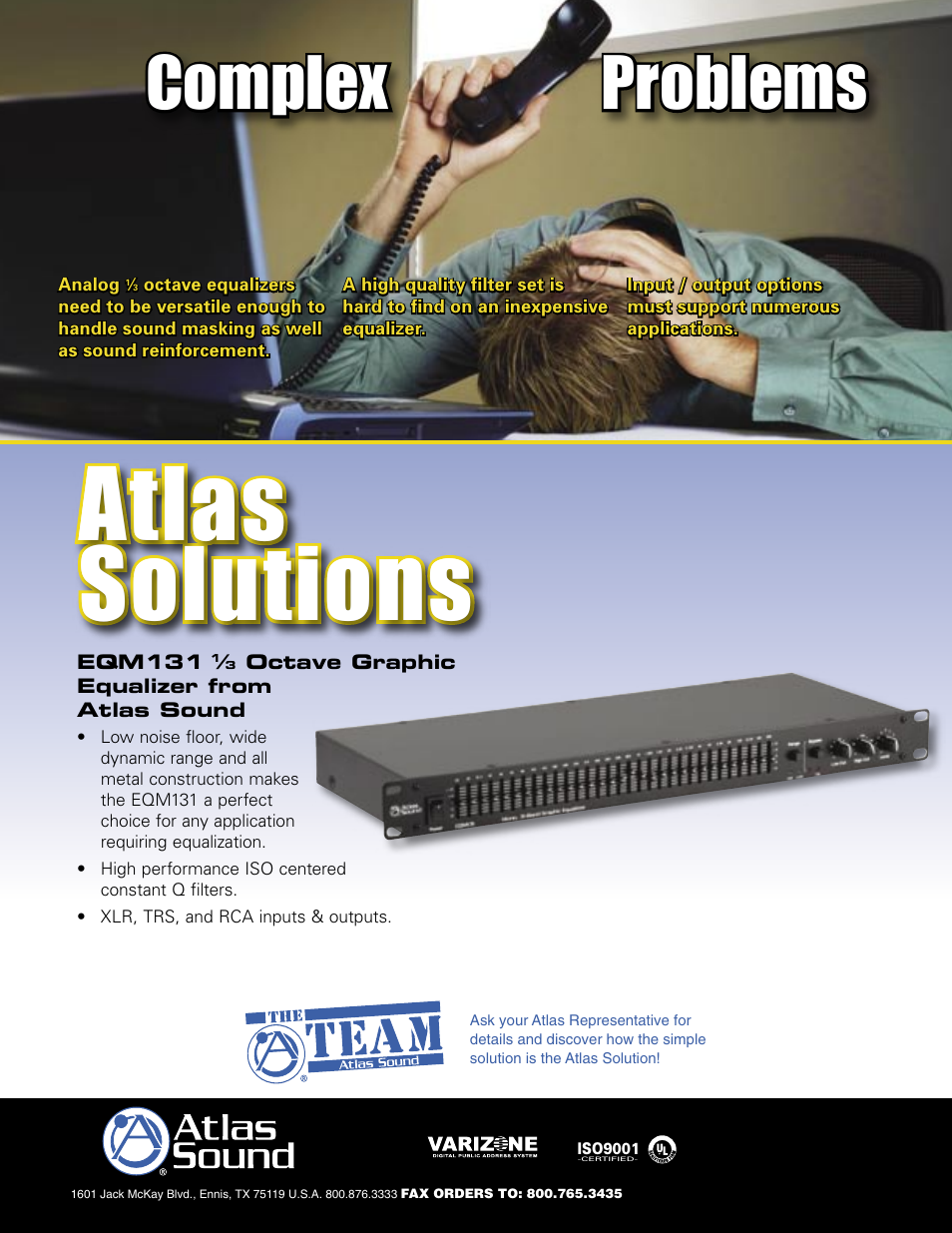 Atlas Sound 31 Band Graphic Equalizer EQM131 User Manual | 2 pages