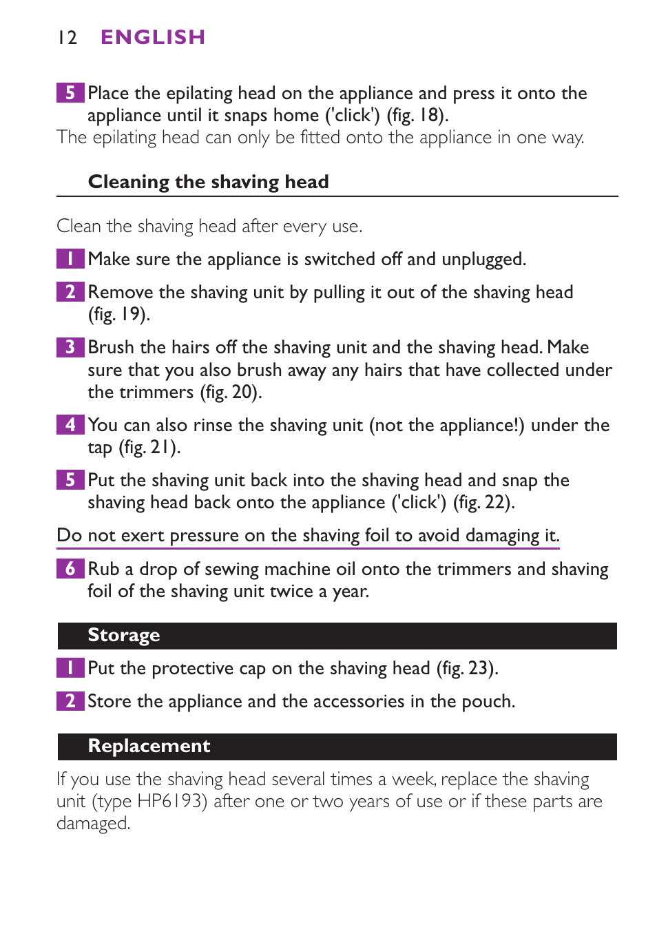 Philips Satinelle Ice Epilierer User Manual | Page 12 / 100