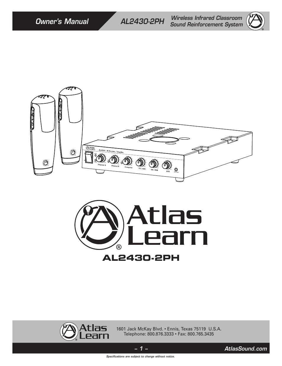 Atlas Sound AL2430-2PH User Manual | 12 pages
