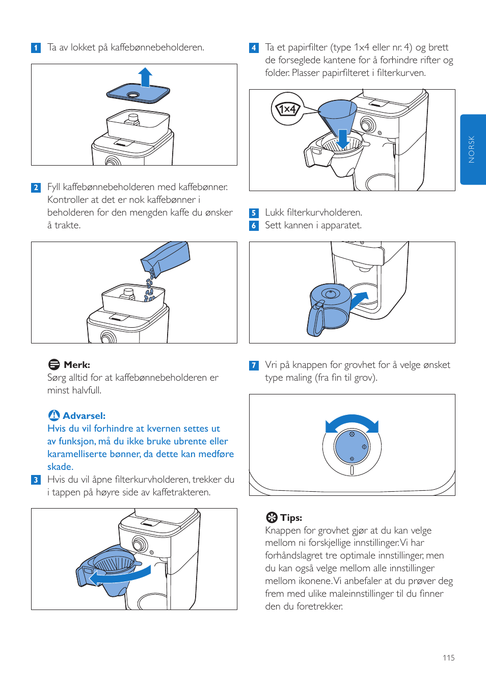 Philips Grind & Brew Kaffeemaschine User Manual | Page 115 / 172