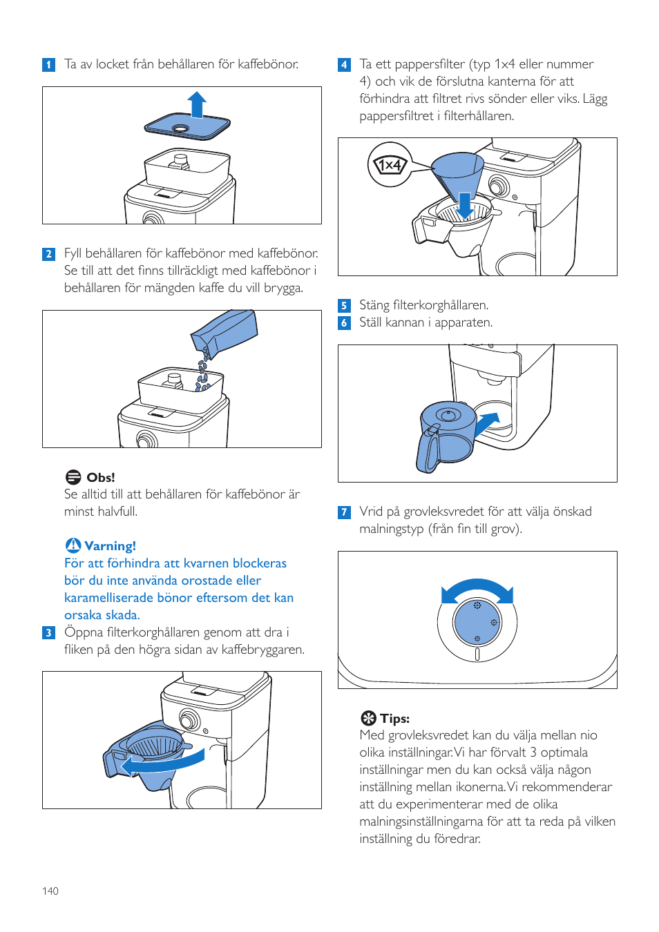 Philips Grind & Brew Kaffeemaschine User Manual | Page 140 / 172