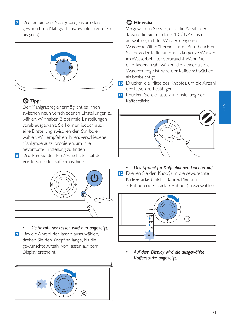 Philips Grind & Brew Kaffeemaschine User Manual | Page 31 / 172