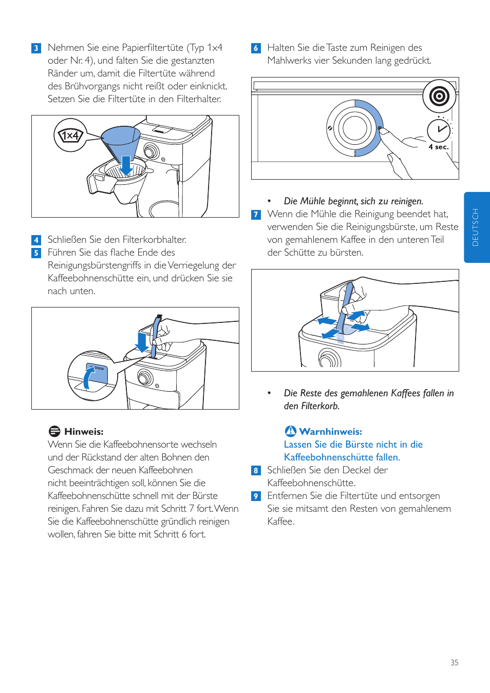 Philips Grind & Brew Kaffeemaschine User Manual | Page 35 / 172