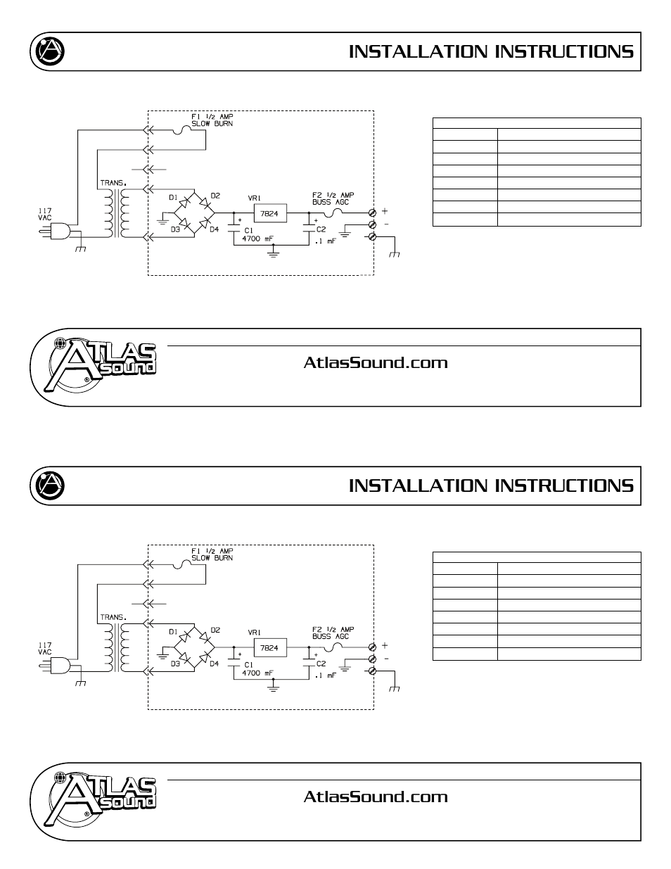 Atlas Sound RPS24-05 User Manual | 1 page