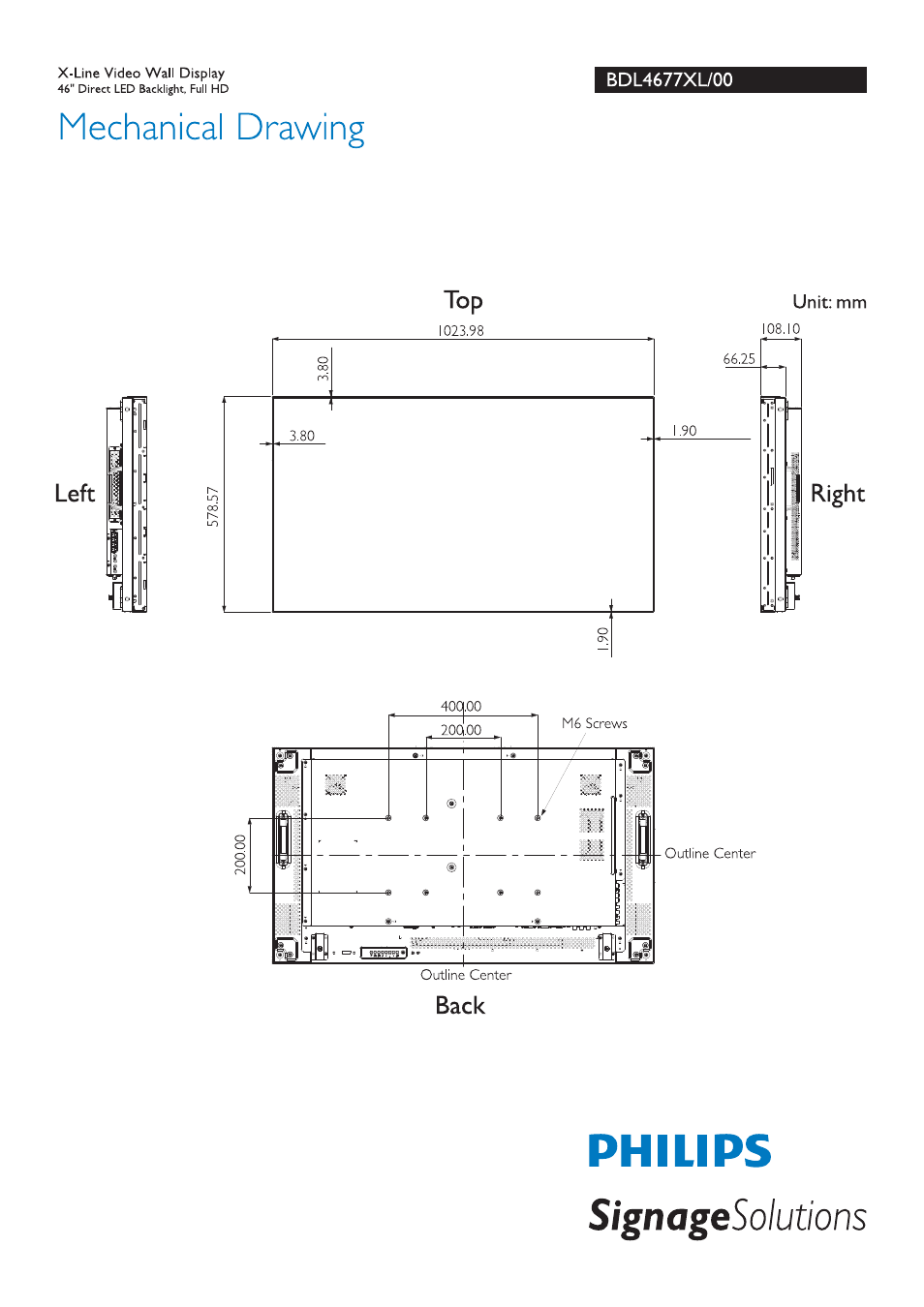 Philips Signage Solutions Videowandmonitor User Manual | 2 pages