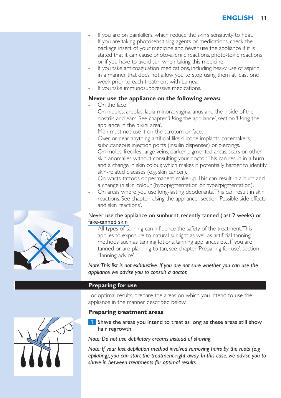 Philips Lumea Essential IPL Haarentfernungssystem User Manual | Page 11 / 134