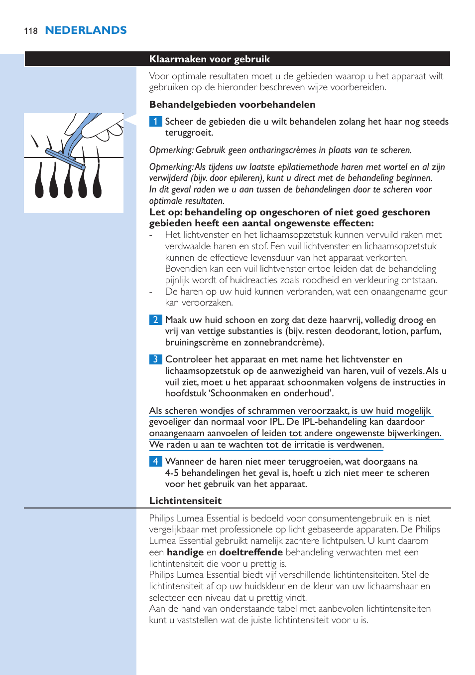 Philips Lumea Essential IPL Haarentfernungssystem User Manual | Page 118 / 134