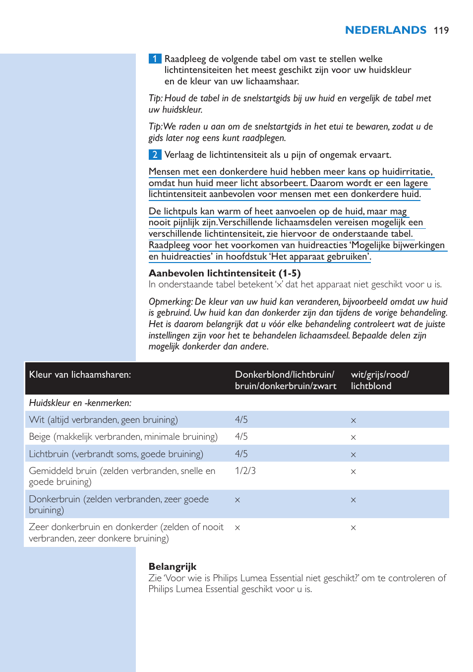 Philips Lumea Essential IPL Haarentfernungssystem User Manual | Page 119 / 134