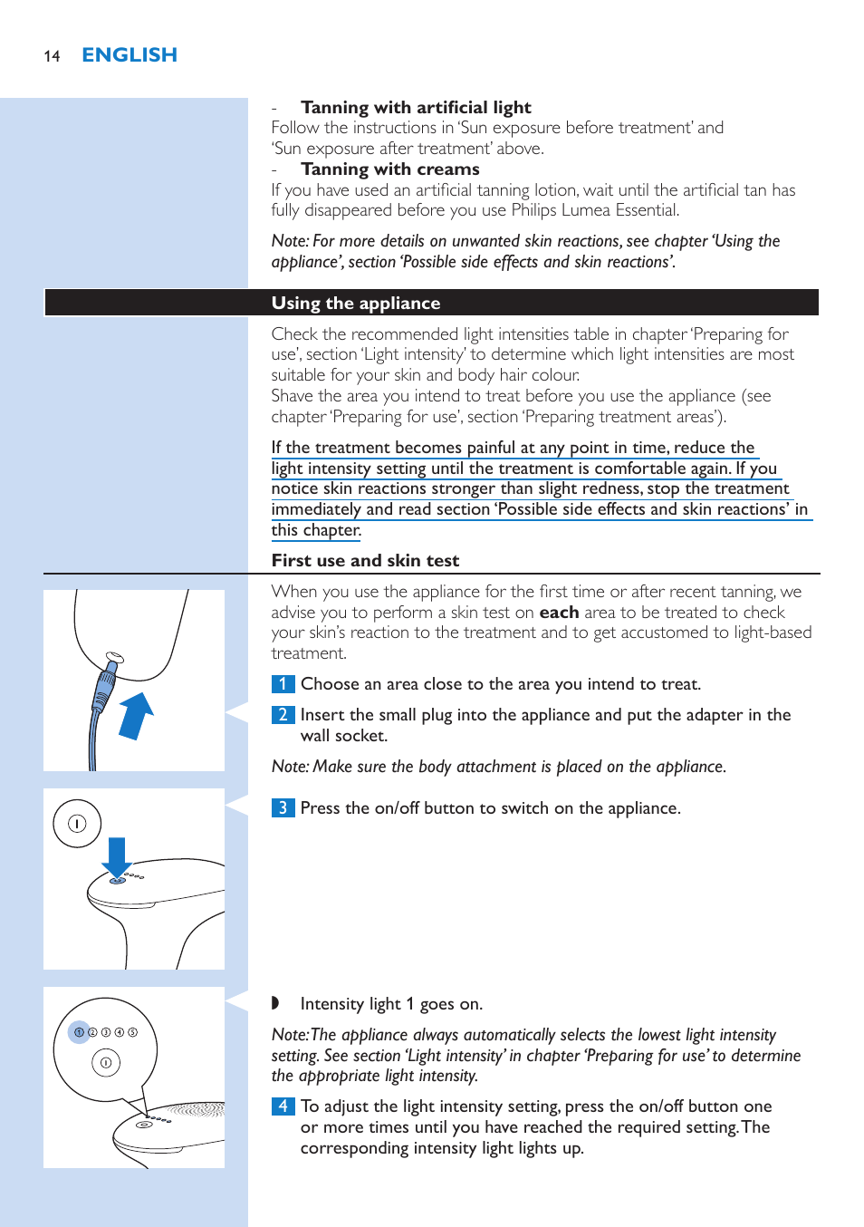 Philips Lumea Essential IPL Haarentfernungssystem User Manual | Page 14 / 134