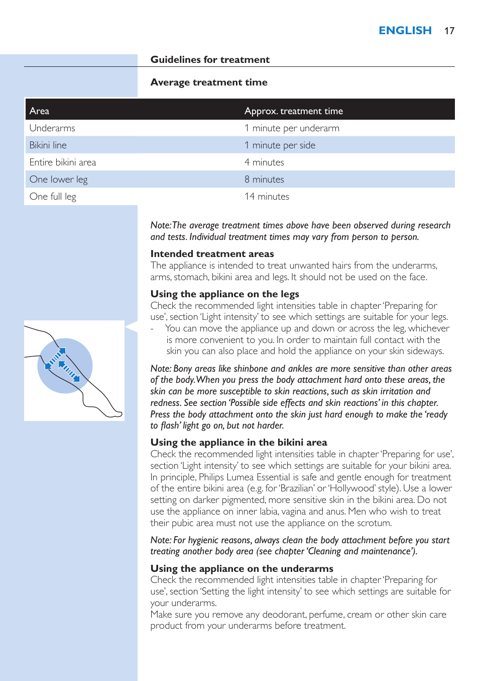 Philips Lumea Essential IPL Haarentfernungssystem User Manual | Page 17 / 134