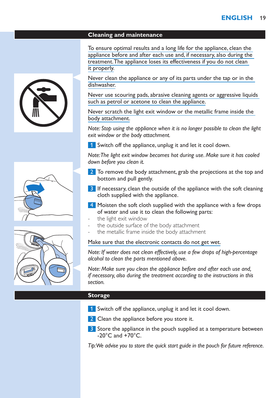 Philips Lumea Essential IPL Haarentfernungssystem User Manual | Page 19 / 134