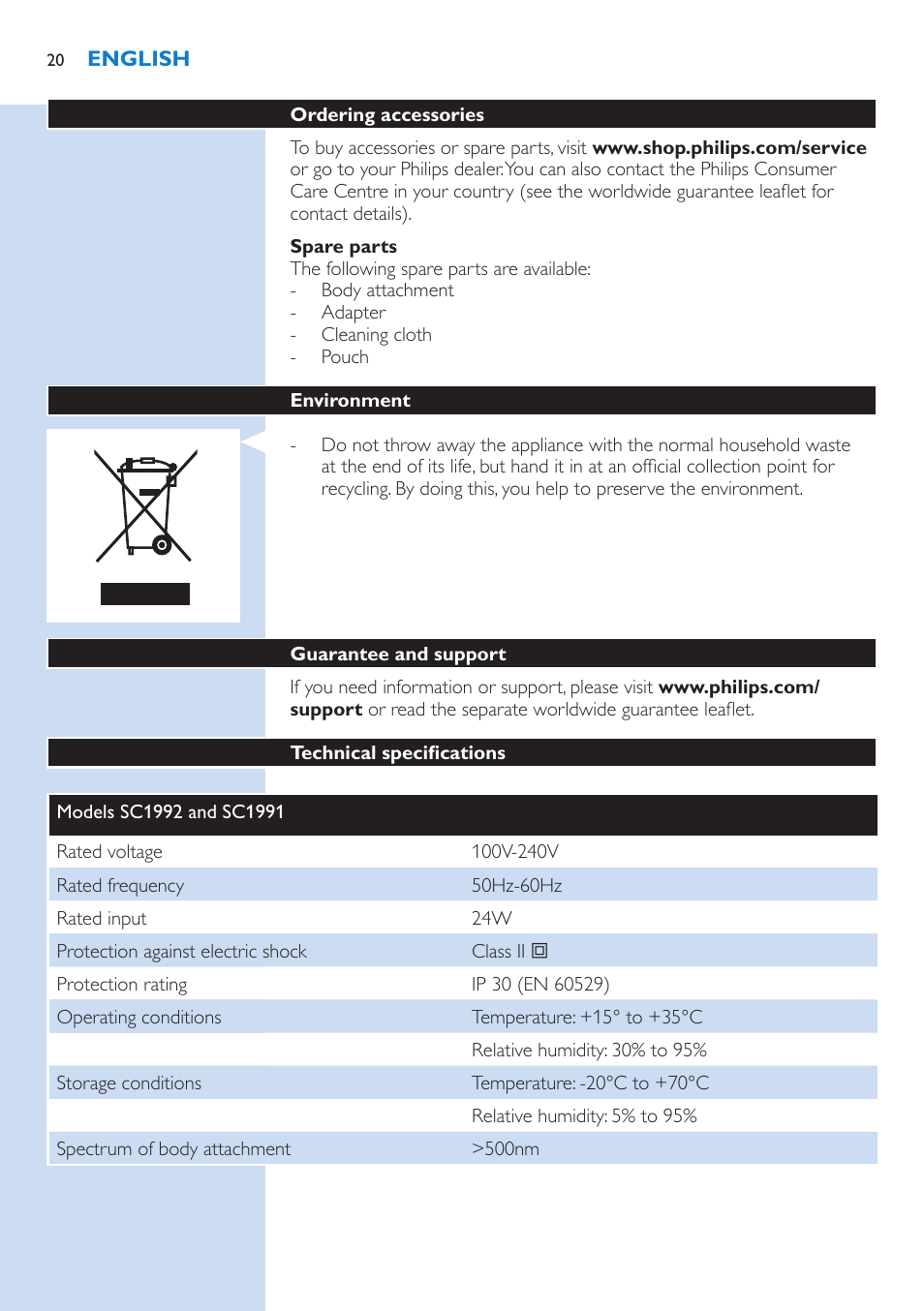 Philips Lumea Essential IPL Haarentfernungssystem User Manual | Page 20 / 134