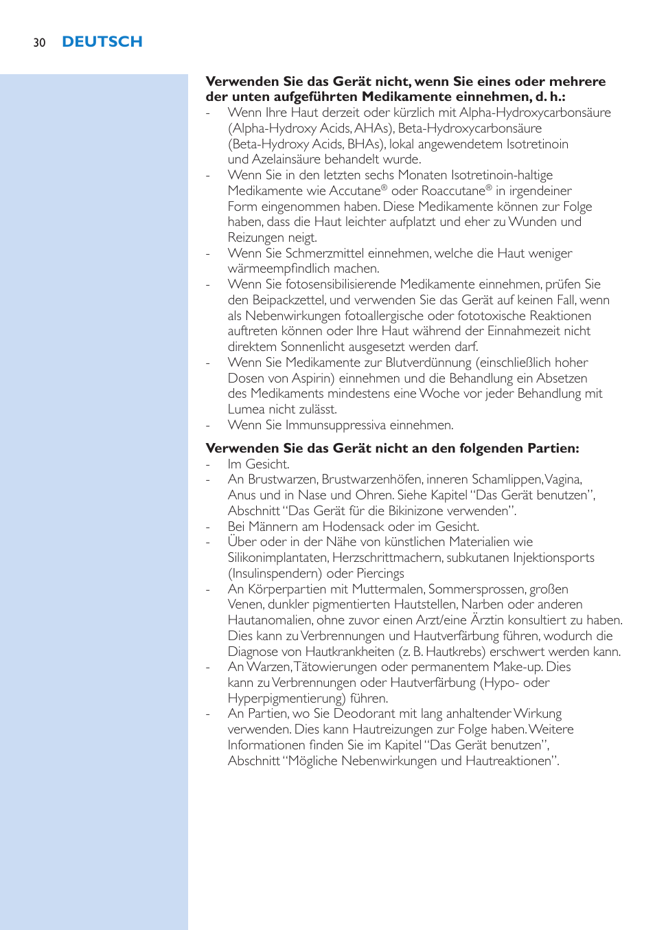 Philips Lumea Essential IPL Haarentfernungssystem User Manual | Page 30 / 134